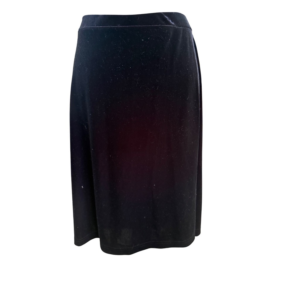 NWTMerona Womens Black Velvet Midi Skirt XL Stretch Pull On Holiday Evening Chic